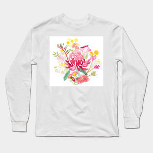 Australian Floral Watercolour Painting Long Sleeve T-Shirt